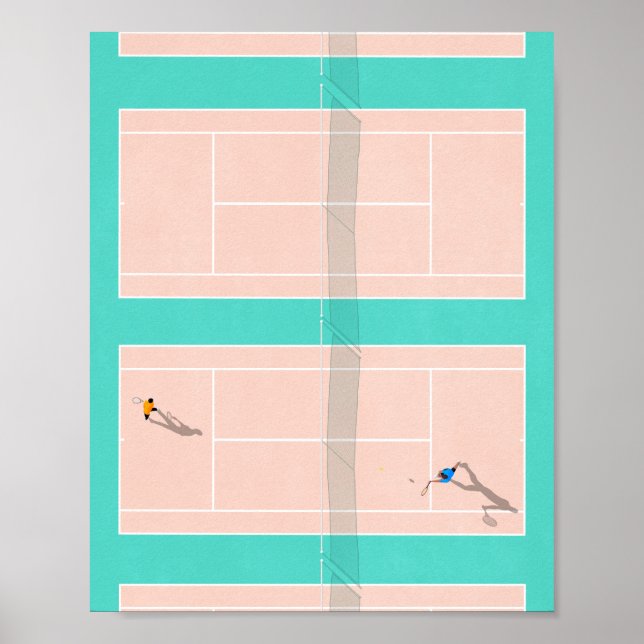 Affiche Illustration Du Court De Tennis Pastel Colours En  (Devant)