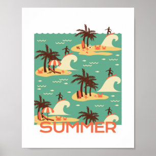 Affiche Illustration du dessin animé surf