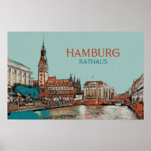 Affiche Illustration du district de l'hôtel de ville de Ha