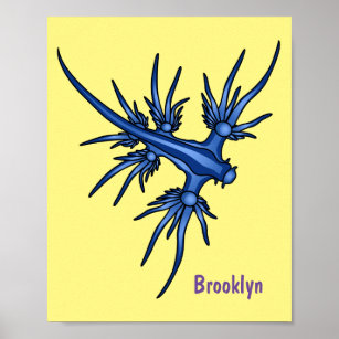 Affiche Illustration du dragon bleu des limaces de mer