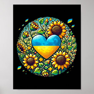Affiche Illustration du drapeau de l'Ukraine et des tourne