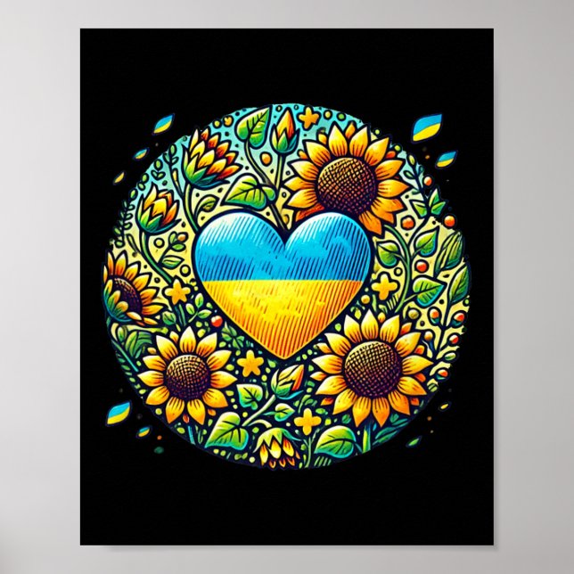 Affiche Illustration du drapeau de l'Ukraine et des tourne (Devant)