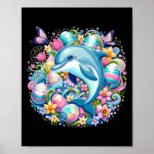Affiche Illustration Du Festif De Pâques Avec Un Dauphin D