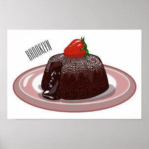 Affiche Illustration du gâteau de lave au chocolat