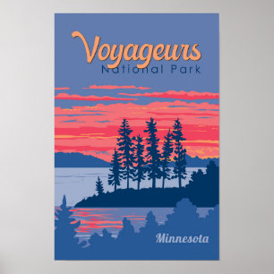 Affiche Illustration du lac Rainy du parc national de Voya