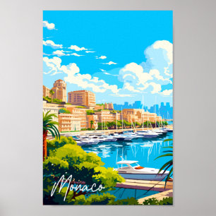 Affiche Illustration du lieu de voyage vintage de Monaco