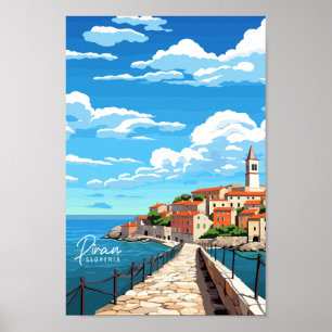 Affiche Illustration du lieu de voyage vintage de Piran Sl