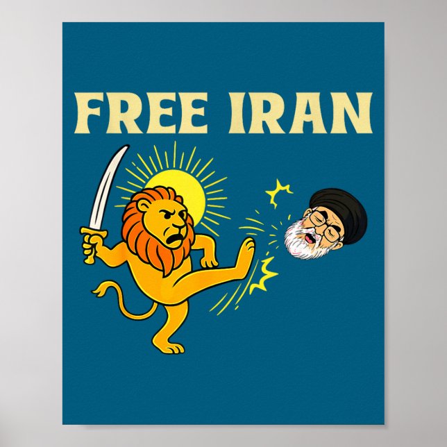 Affiche Illustration du lion du drapeau iranien (Devant)