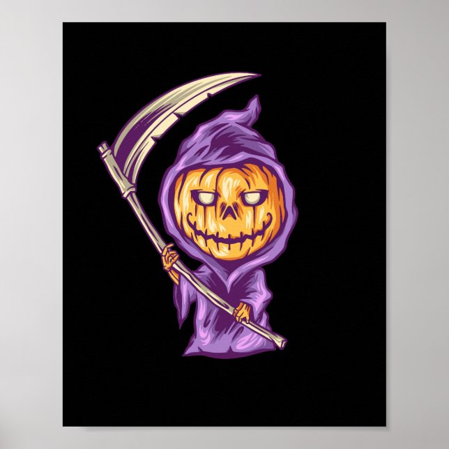 Affiche illustration du mal citrouille halloween (Devant)
