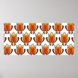 Affiche illustration du matériau motif rétro des années 70