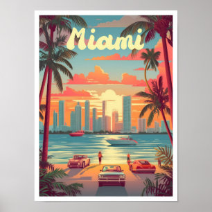 Affiche Illustration du Miami Florida Art Vintage voyage
