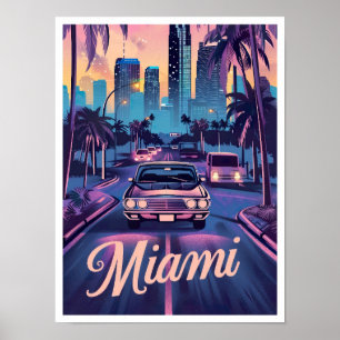 Affiche Illustration du Miami Florida Art Vintage voyage
