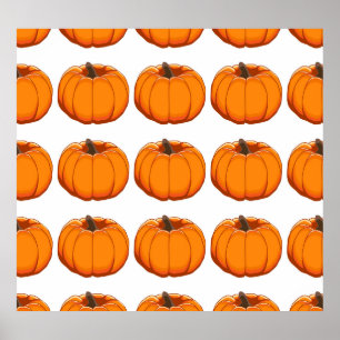 Affiche Illustration du motif de citrouille jaune vif.
