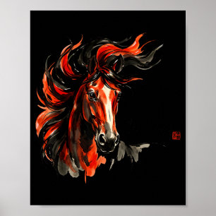 Affiche Illustration du Nouvel An Chinois Cheval 2026
