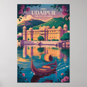 Affiche Illustration du palais de la ville d'Udaipur en In