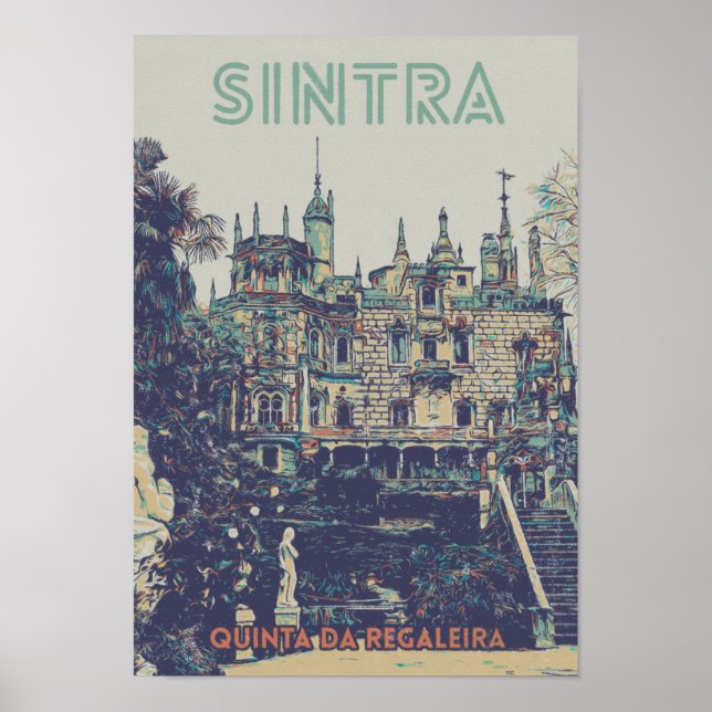 Affiche Illustration du Palais Sintra Regaleira Portugal (Devant)