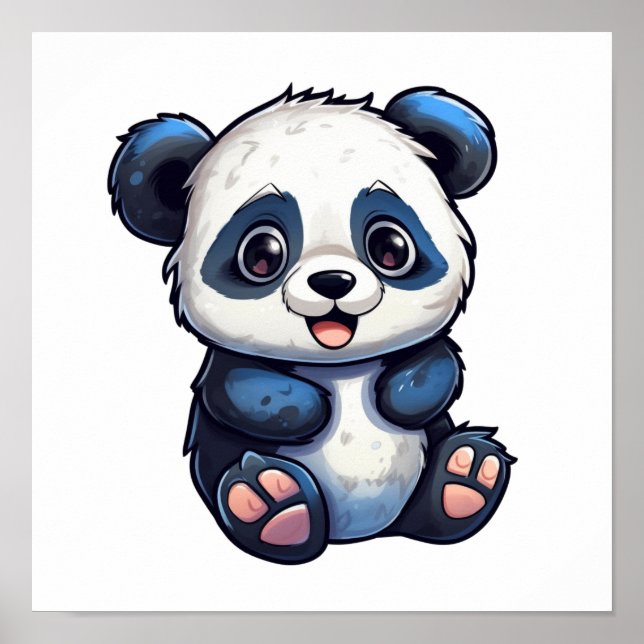 Affiche Illustration du panda de dessin (Devant)