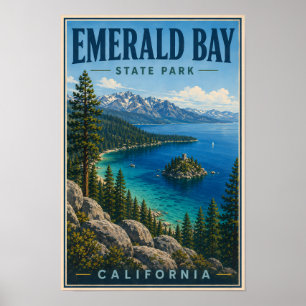Affiche Illustration du parc d'État d'Emerald Bay en Calif