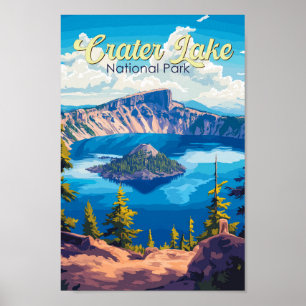 Affiche Illustration du parc national Crater Lake Art de v