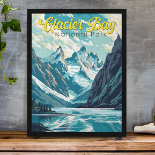 Affiche Illustration du parc national de Glacier Bay Retro