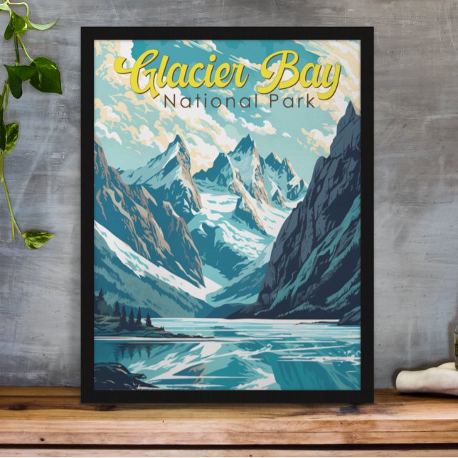 Affiche Illustration du parc national de Glacier Bay Retro (Créateur téléchargé)