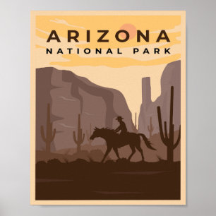 Affiche Illustration du parc national de l'Arizona vintage