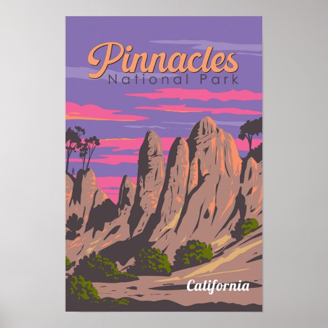 Affiche Illustration du parc national de Pinnacles Art de  (Devant)