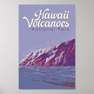 Affiche Illustration du parc national des volcans d'Hawaii