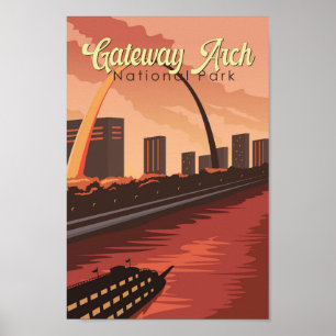 Affiche Illustration du parc national Gateway Arch Art de
