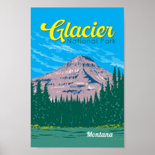 Affiche Illustration du parc national Glacier Voyage Vinta