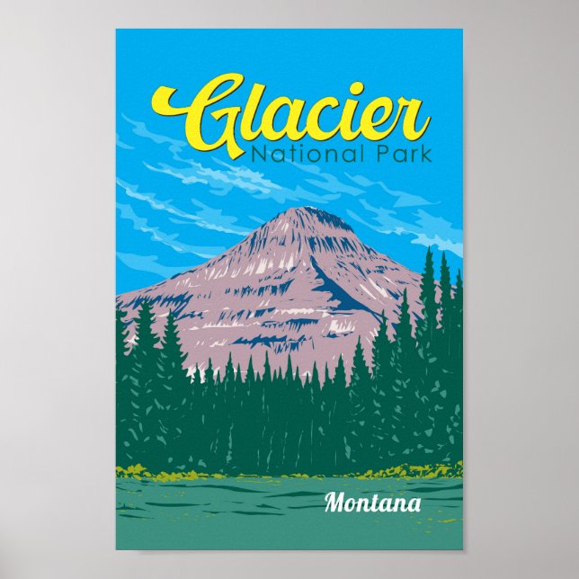 Affiche Illustration du parc national Glacier Voyage Vinta (Devant)