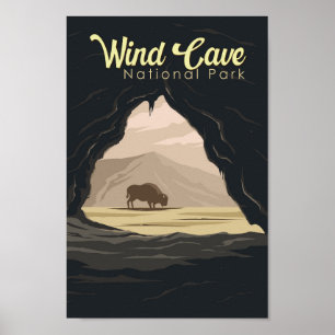 Affiche Illustration du parc national Wind Cave Travel Art