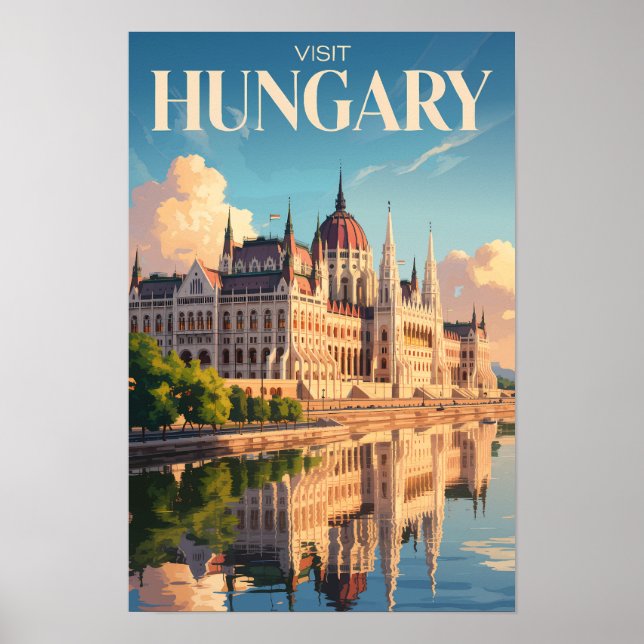 Affiche Illustration du Parlement de Hongrie Art de voyage (Devant)
