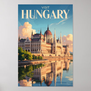 Affiche Illustration du Parlement de Hongrie Art de voyage