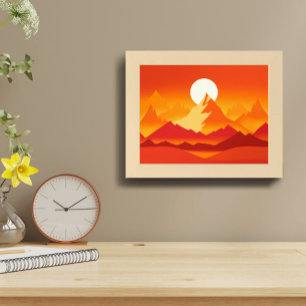 Affiche Illustration du paysage de Sunset Mountain Peaks