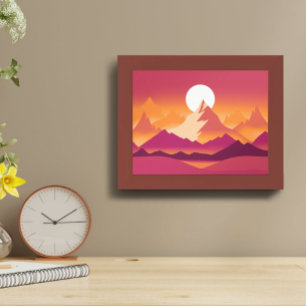 Affiche Illustration du paysage du désert Sun Mountain Pea