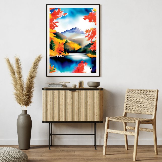 Affiche Illustration du paysage montagnard (Mountain Landscape Illustration Poster)