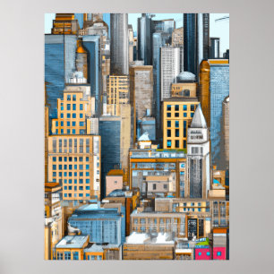 Affiche Illustration du paysage urbain de New York