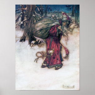 Affiche Illustration du père Noël Arthur Rackham