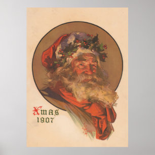 Affiche Illustration du Père Noël vintage (1907)