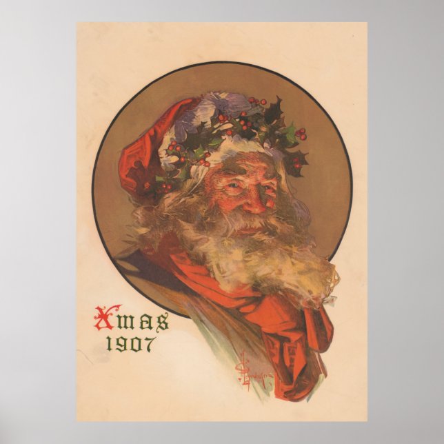 Affiche Illustration du Père Noël vintage (1907) (Devant)