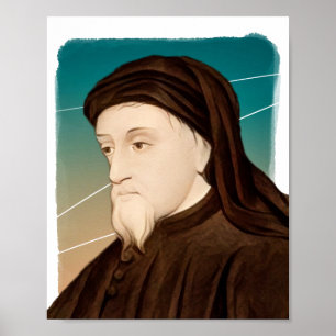 Affiche Illustration du poète anglais Geoffrey Chaucer