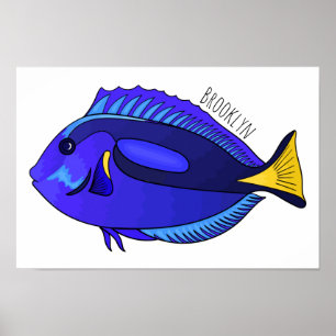 Affiche Illustration du poisson de la cuve bleue