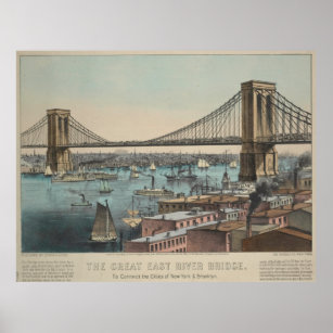 Affiche Illustration du pont vintage Brooklyn (1872)