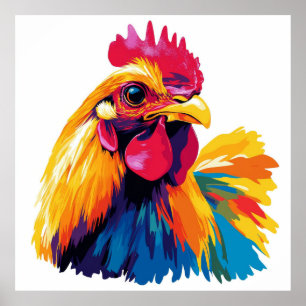 Affiche Illustration du portrait du coq Aquarelle Peinture