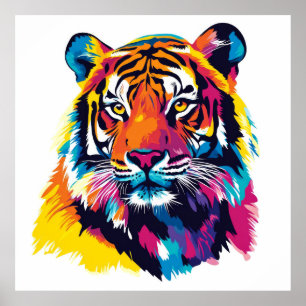 Affiche Illustration du portrait du tigre Peinture aquarel