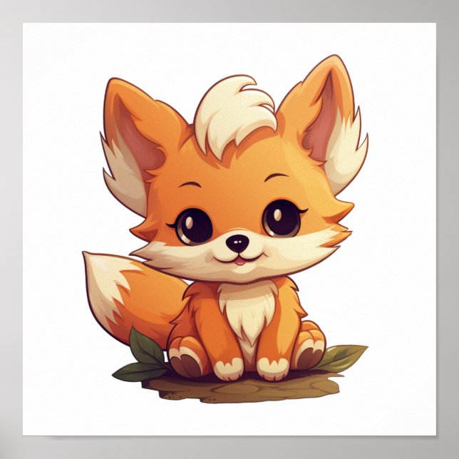 Affiche Illustration du renard de dessin (Devant)