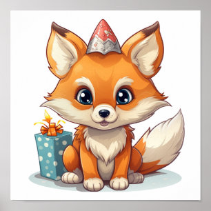Affiche Illustration du renard de dessin