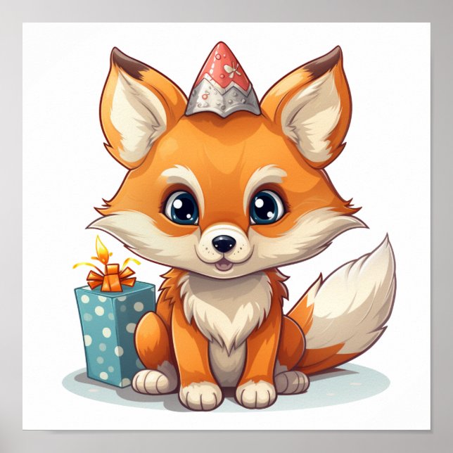 Affiche Illustration du renard de dessin (Devant)