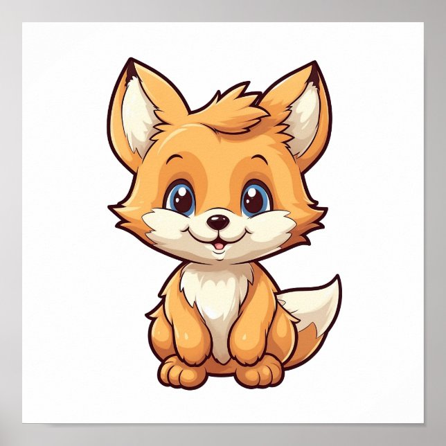 Affiche Illustration du renard de dessin (Devant)